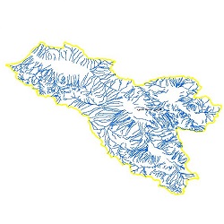 نقشه آبراهه های حوضه آبریز اردستان ، ریگ زرین و سیاه کوه