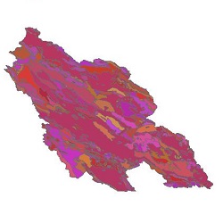 نقشه زمین شناسی حوضه آبریز دریاچه های طشک- بختگان و مهارلو